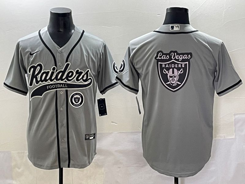 Men 2025 Oakland Raiders Blank Grey Joint Name Nike Limited NFL Jersey style 16